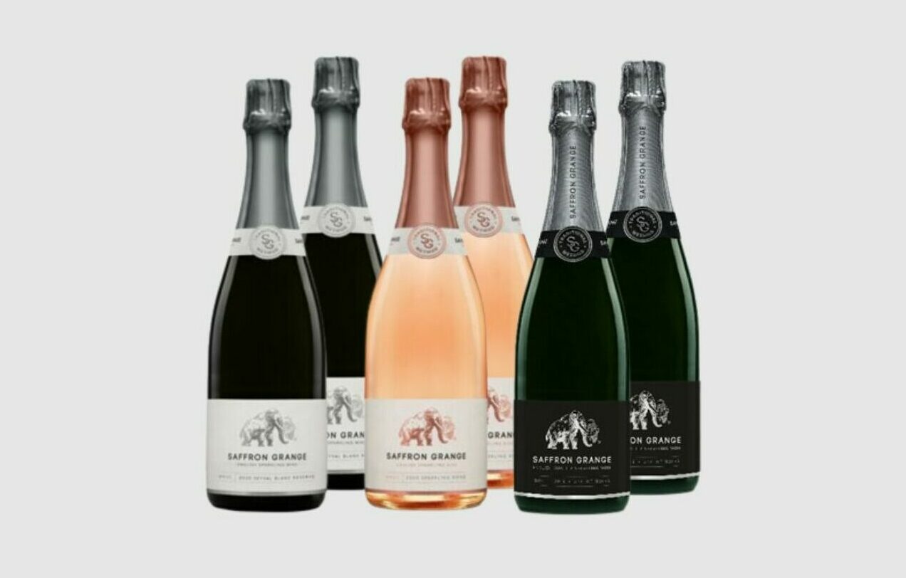 Mixed case of English sparkling wine Saffron Grange Vineyard